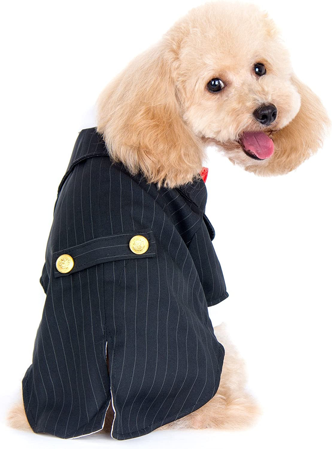Pet - Oscar Formal Tuxedo with Black Tie and Red Bow Tie - Color: Black, Size: Large