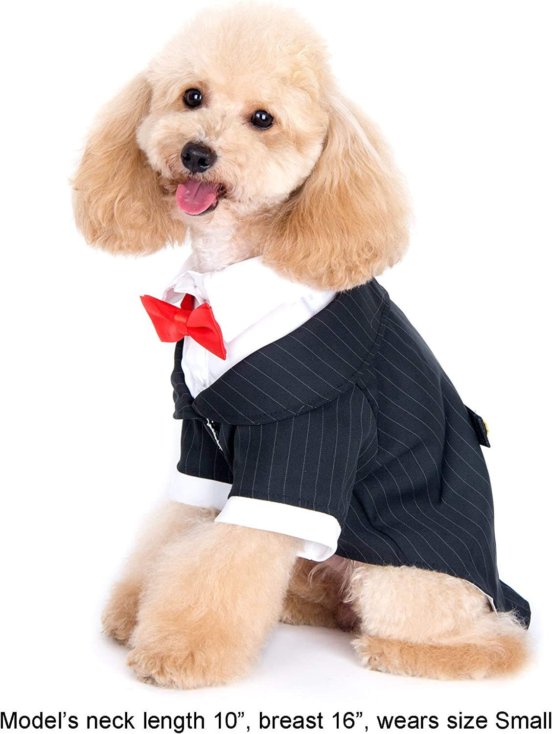 Pet - Oscar Formal Tuxedo with Black Tie and Red Bow Tie - Color: Black, Size: Large